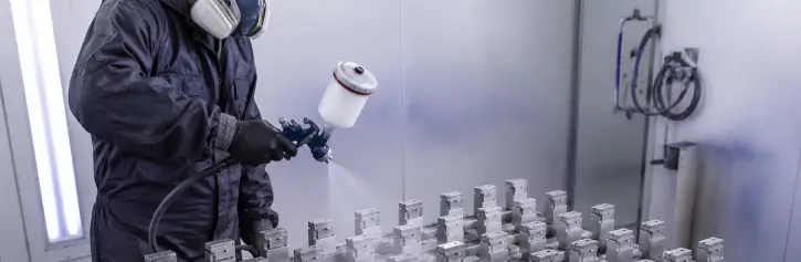 Application de peinture électrostatique en poudre sur des pièces métalliques pour une entreprise de Longueuil